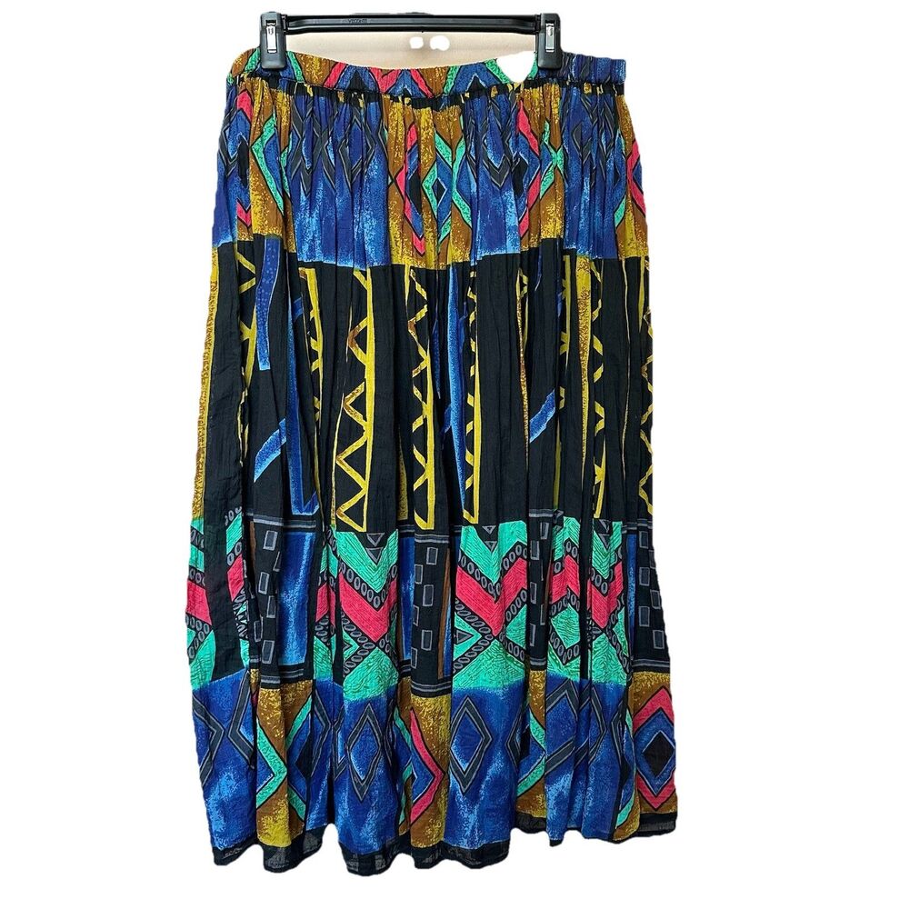 VTG Draper & Damons Full Skirt One Size Fits Most Cotton Crinkle Southwest Bold